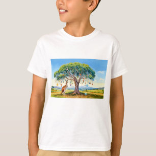 Kangoeroe onder gombomen met Kerstballen T-shirt