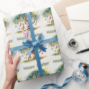 Kangoeroe onder gombomen met Pasen eieren Cadeaupapier
