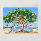 Kangoeroe onder gumtree met kerstballen briefkaart (Voorkant)