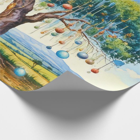 Kangoeroe onder gumtree met kerstballen cadeaupapier (Hoek)