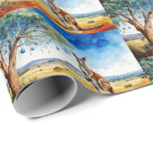 Kangoeroe onder gumtree met kerstballen cadeaupapier (Rol Hoek)