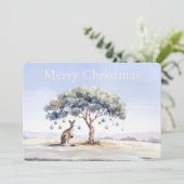 Kangoeroe onder gumtree met kerstballen feestdagenkaart (Staand voorkant)