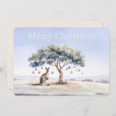 Kangoeroe onder gumtree met kerstballen feestdagenkaart (Voorkant / Achterkant)