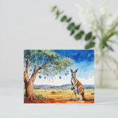 Kangoeroe onder gumtree met kerstballen feestdagenkaart (Staand voorkant)