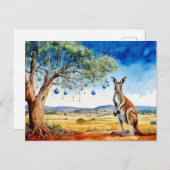 Kangoeroe onder gumtree met kerstballen feestdagenkaart (Voorkant / Achterkant)