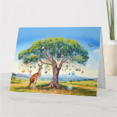 Kangoeroe onder gumtree met kerstballen kaart (Achterkant)