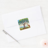 Kangoeroe onder gumtree met kerstballen vierkante sticker (Envelop)