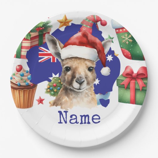 Kangoeroe op de Australische vlag Papieren Bordje (Voorkant)