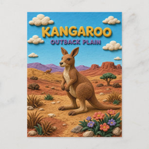 Kangoeroe, Outback Plain Kleikunst Briefkaart