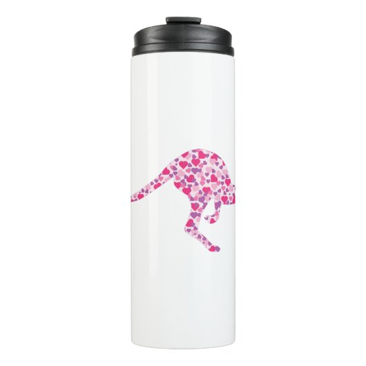 Kangoeroe-Roze-Harten Thermosbeker (Voorkant)