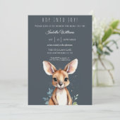 Kangoeroe Schattigee Waterverf Elegant Baby shower Kaart (Staand voorkant)