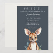 Kangoeroe Schattigee Waterverf Elegant Baby shower Kaart (Voorkant / Achterkant)