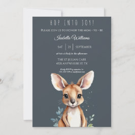 Kangoeroe Schattigee Waterverf Elegant Baby shower Kaart