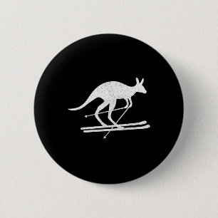 Kangoeroe Skiën Pret Wintersporten Australië Reize Ronde Button 5,7 Cm