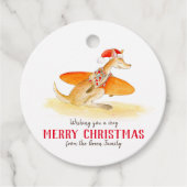 Kangoeroe surfen cute waterverf Kerstmis Bedankjes Labels (Voorkant)