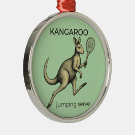 Kangoeroe Tennisspeler-Grappige Dier Kunst Metalen Ornament