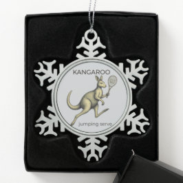 Kangoeroe Tennisspeler-Grappige Dier Kunst Tin Sneeuwvlok Ornament