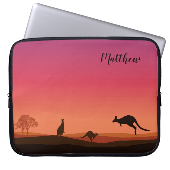 Kangoeroe Thema Gepersonaliseerde Laptop Hoes Slee (Voorkant)