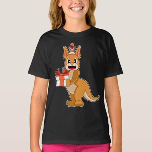 Kangoeroe verjaardagsfeest pet t-shirt (Voorkant)