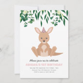 Kangoeroe Verjaardagsfeest Uitnodiging (Voorkant)