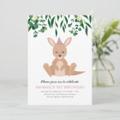 Kangoeroe Verjaardagsfeest Uitnodiging (Staand voorkant)