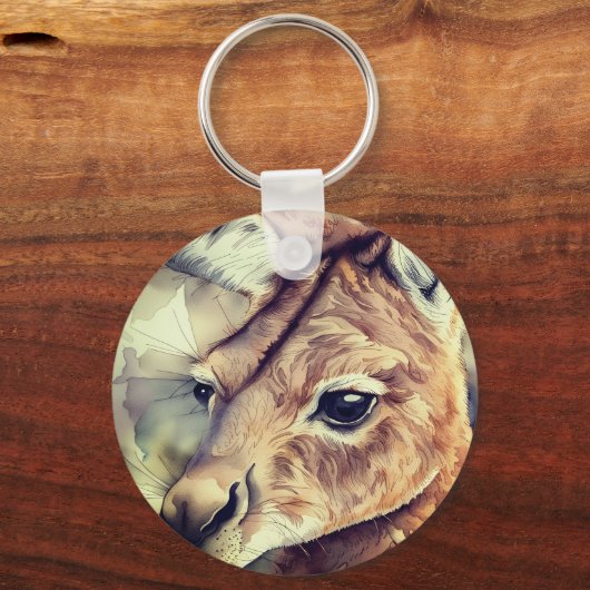 Kangoeroe Waterverf Kunst Sleutelhanger (Achterkant)