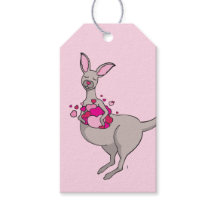 Kangoeroe zak van harten cadeau labels