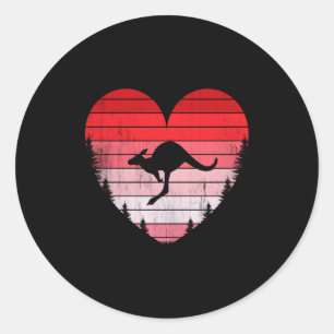 Kangoeroehart Liefde Valentijnsdag Vintage Retro S Ronde Sticker