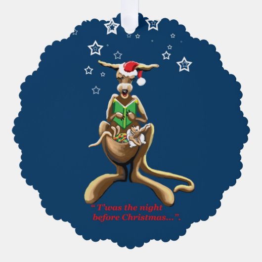 Kangoeroes nacht voor Kerstmis Ornament Kaart (Voorkant)
