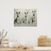 Kangoeroes Tekening - Kunstdruk Poster (Keuken)