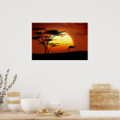 kangoroe bij zonsondergang poster (Keuken)