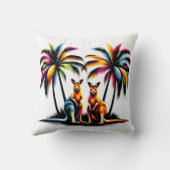 Kängurus unter Palmen in Australien Kussen (Achterkant)