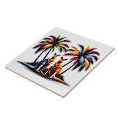 Kängurus unter Palmen in Australien Tegeltje (Zijkant)