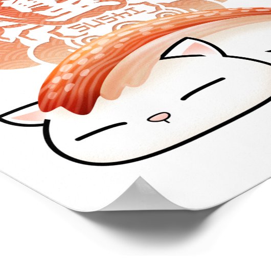 Kani Crab Sushi Cat Poster (Hoek)