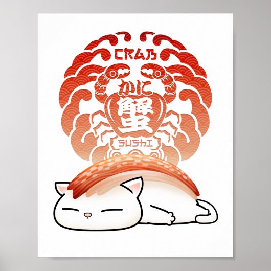 Kani Crab Sushi Cat Poster (Voorkant)