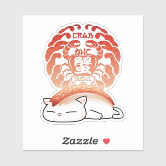 Kani Crab Sushi Cat Sticker (Vel)