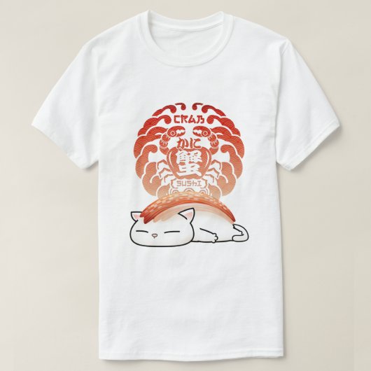 Kani Crab Sushi Cat T-shirt (Design voorkant)