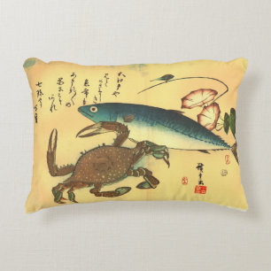 Kani of Kegani & Saba - Japanse vis van Hiroshige Accent Kussen