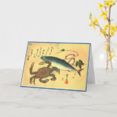 Kani of Kegani & Saba - Japanse vis van Hiroshige Kaart (Gele Bloem)