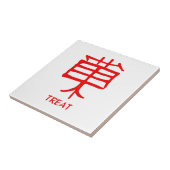 Kanji Behandel rode keramische kleine witte tegel Tegeltje (Zijkant)