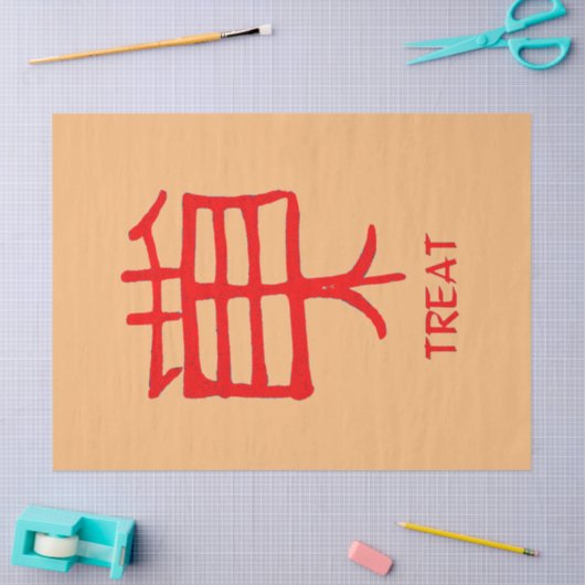 Kanji Behandel rood bruin tissuepapier (Craft)