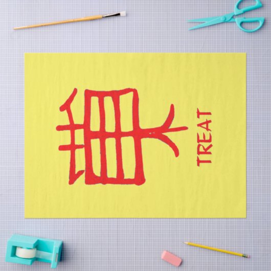 Kanji Behandel rood geel tissuepapier (Craft)