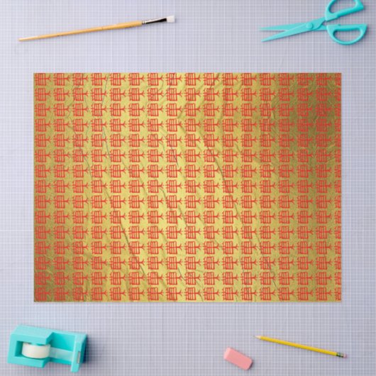 Kanji Behandel rood goud ader tissuepapier (Craft)