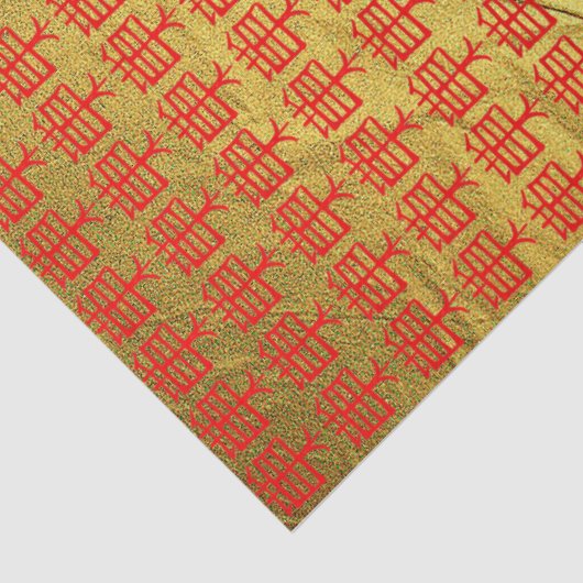 Kanji Behandel rood goud ader tissuepapier (Detail)