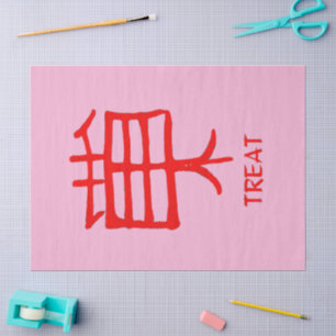 Kanji Behandel rood roze tissuepapier