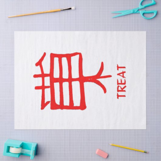 Kanji Behandel rood wit weefsel papier (Craft)