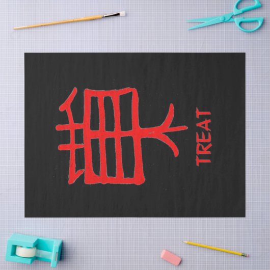 Kanji Behandel rood zwart tissuepapier (Craft)