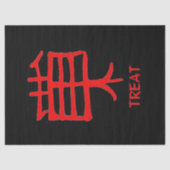 Kanji Behandel rood zwart tissuepapier (Voorkant)