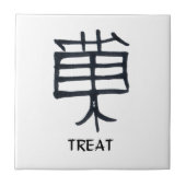 Kanji Behandel zwarte keramische kleine witte tege Tegeltje (Voorkant)