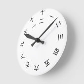 Kanji Clock 1-12 (rotated) Ronde Klok (Hoek)